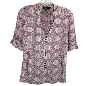 Jones New York 100% silk blouse. Pink & Gray colors. Beautiful pattern